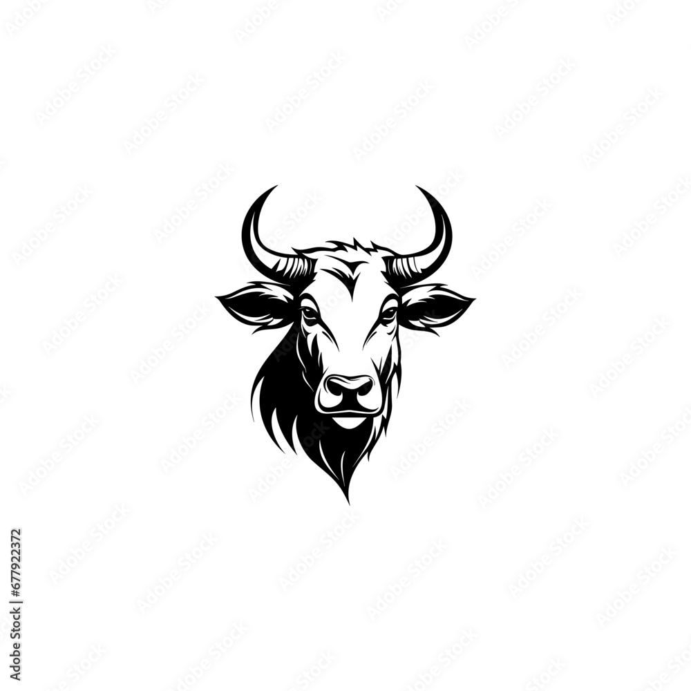 African bull face vector iilustration in hand drawn style African bull face vector iilustration in hand drawn style