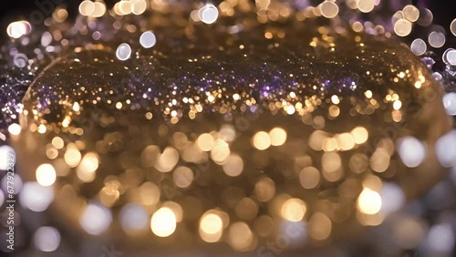 Closeup macro glitter explosion, zooming delicate details each glitter particle explodes into view.
