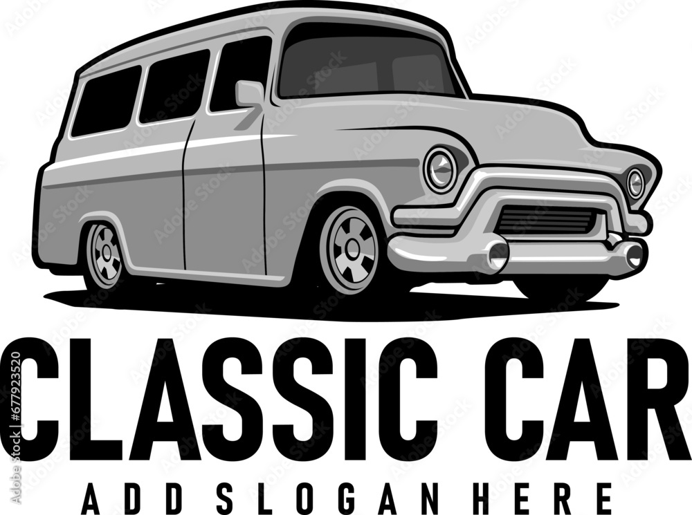 van truck classic vintage illustration design vector