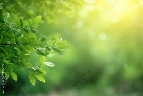 Nature of green leaf in garden at summer. Closeup beautiful Natural green leaves plants using as spring background. Generative AI.