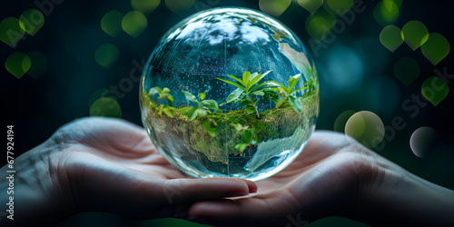 earth in hands,Businessman Holding Social Planet Stock Photos,crystal globe glass resting on stone with green leaf and sunshine,Business with a Purpose: Businessman Holding the Social Planet,
