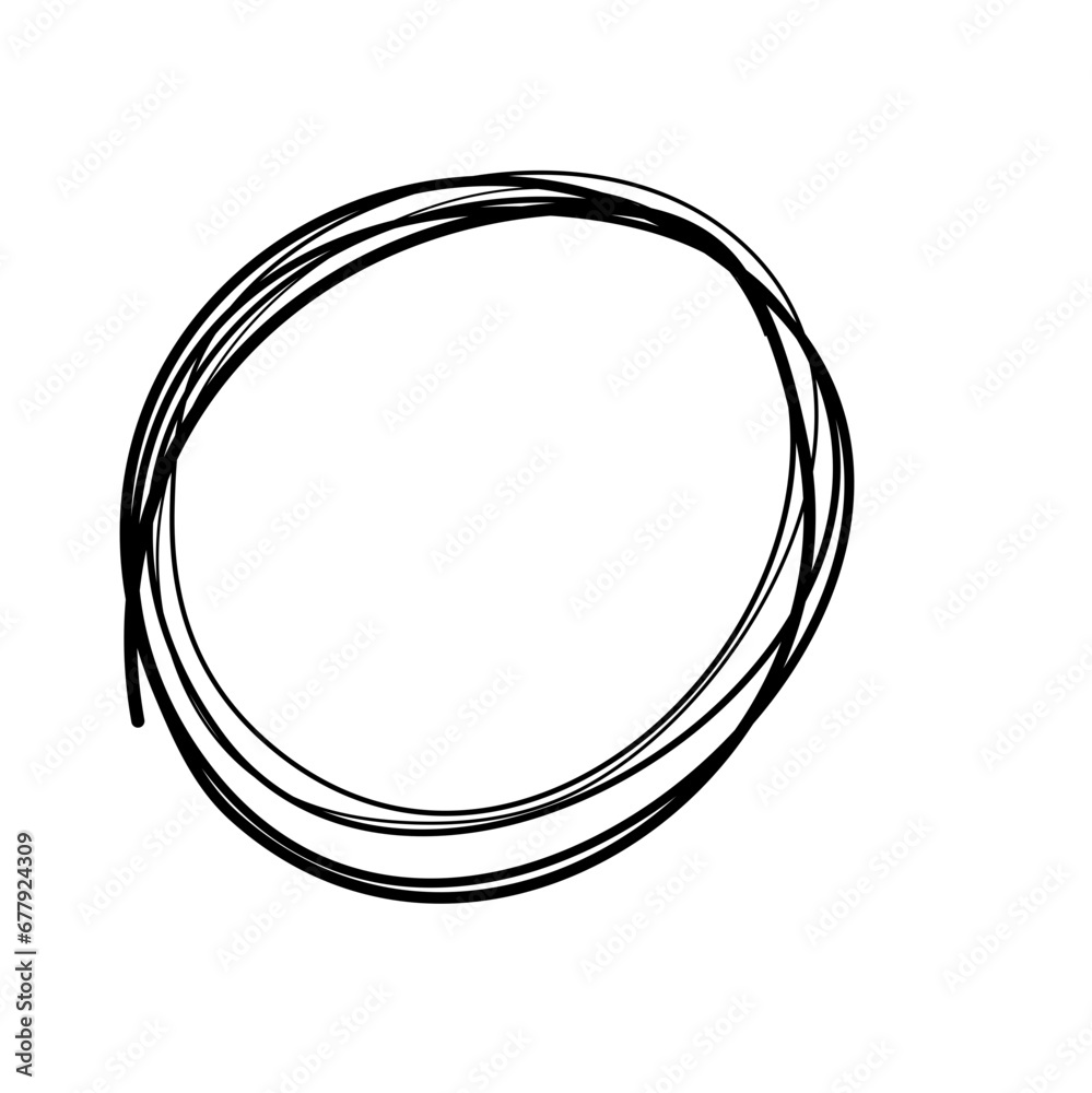 doodle sketchy oval pen and scrible isolated on white background .vector illustration