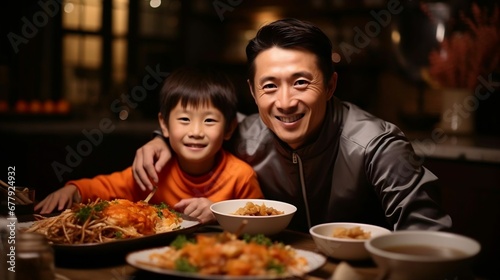 A father and kids reunion dinner  a symbol of unity 
