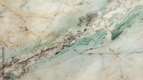 Beige Marble with Emerald Horizontal Background. Abstract stone texture backdrop. Bright natural material Surface. AI Generated Photorealistic Illustration.