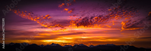 Beautiful Warm Sunrise over Alaskan Mountains 