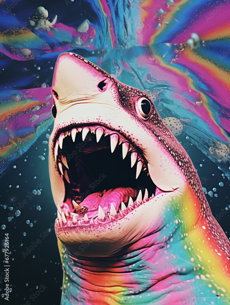 Naklejka premium Art psychedelic Shark
