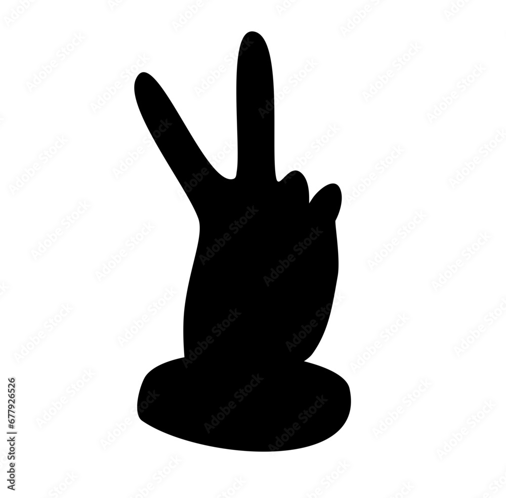 Obraz premium Gesture Hand Silhouette Doodle Vector Illustration 