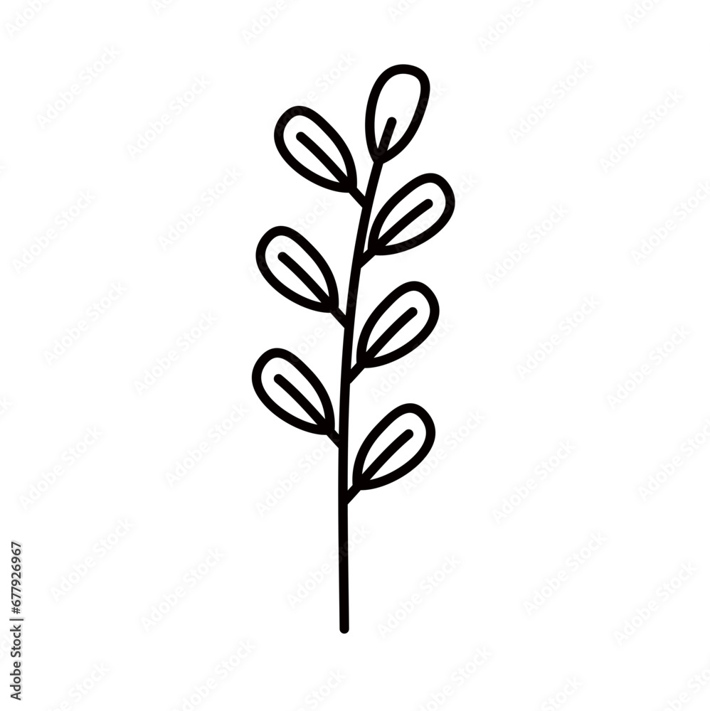Leaf Lines Style Vector Illustration 