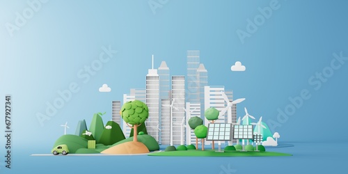 green city background 3d illustration.