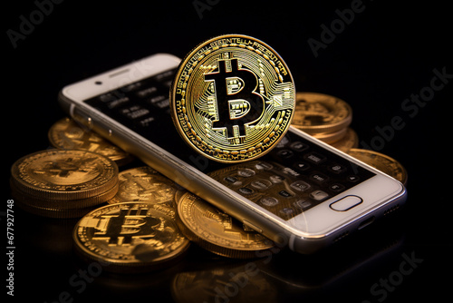 bitcoin on phone screen 