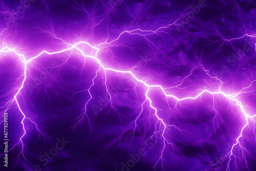 Bright neon purple plasma lightning, abstract energy and electricity background