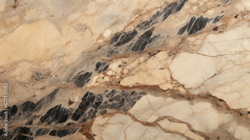Beige Marble with Obsidian Horizontal Background. Abstract stone texture backdrop. Bright natural material Surface. AI Generated Photorealistic Illustration.