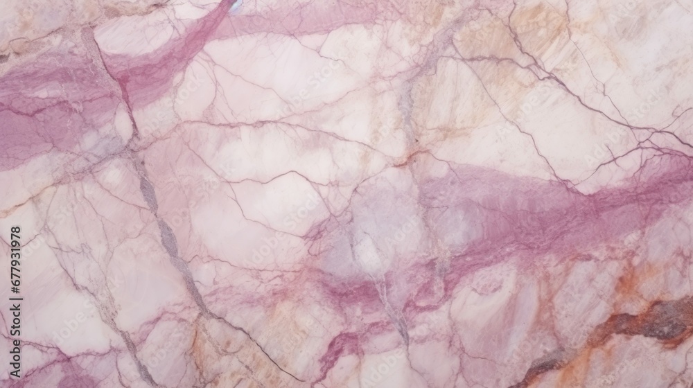 Beige Marble with Pink Sapphire Horizontal Background. Abstract stone texture backdrop. Bright natural material Surface. AI Generated Photorealistic Illustration.