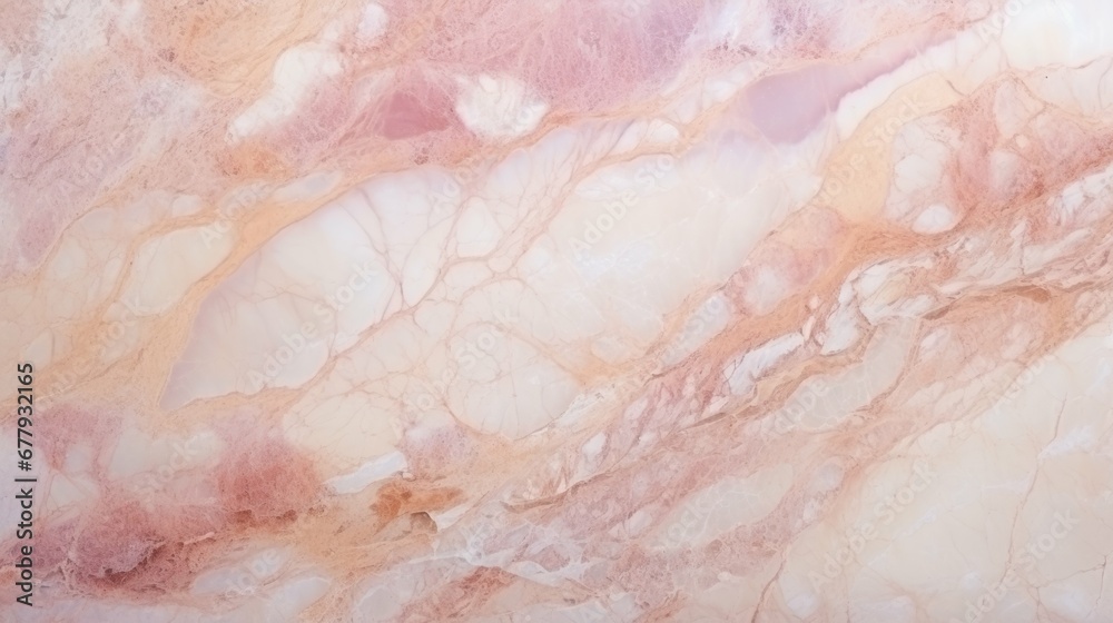 Fototapeta premium Beige Marble with Pink Veins Horizontal Background. Abstract stone texture backdrop. Bright natural material Surface. AI Generated Photorealistic Illustration.