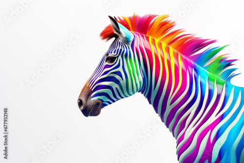 colorful zebra isolated on white background