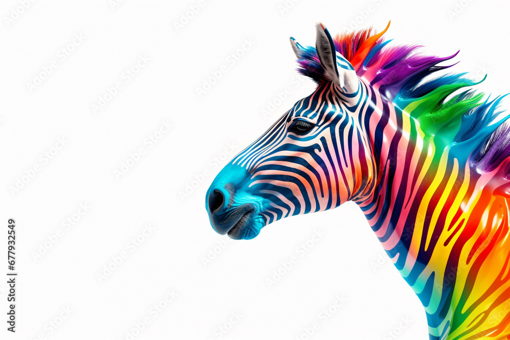 Fototapeta premium zebra with colorful background