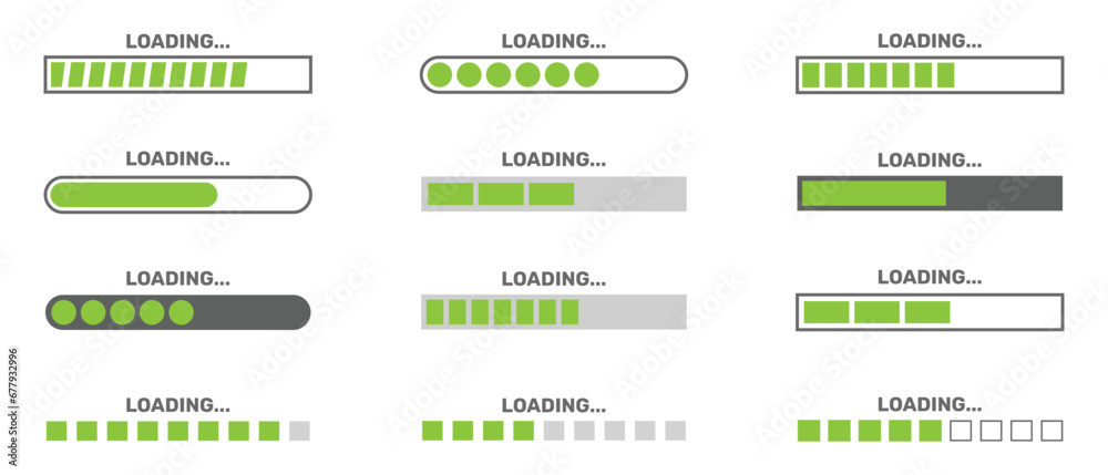 Set of loading icons system software update and upgrade concept.
