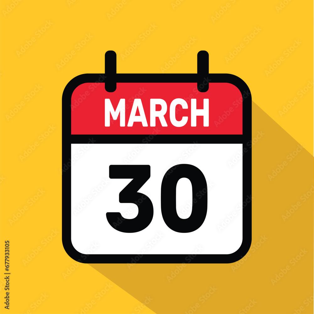 Vector Calendar March 30 illustration background design. Vector Calendar March 30 illustration background design.