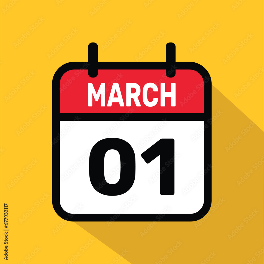 Vector Calendar March 01 illustration background design.