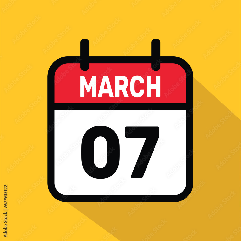 Fototapeta premium Vector Calendar March 07 illustration background design.