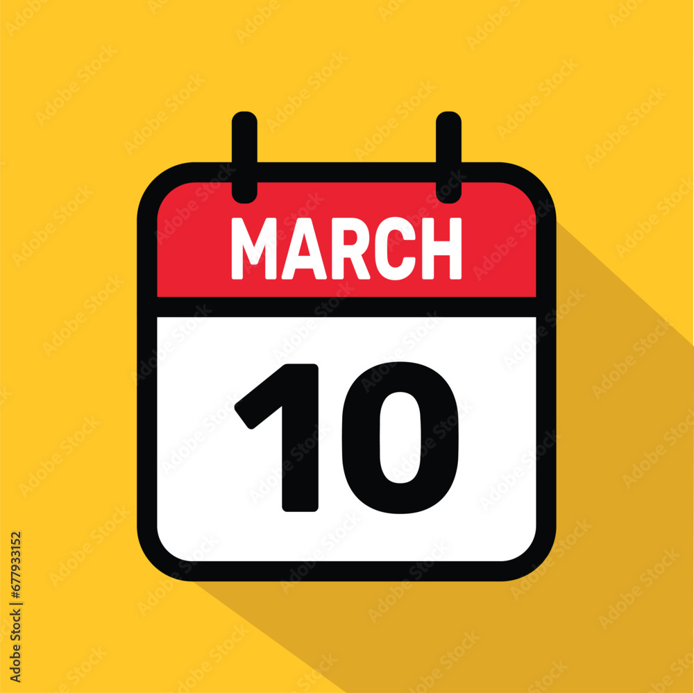 Fototapeta premium Vector Calendar March 10 illustration background design.