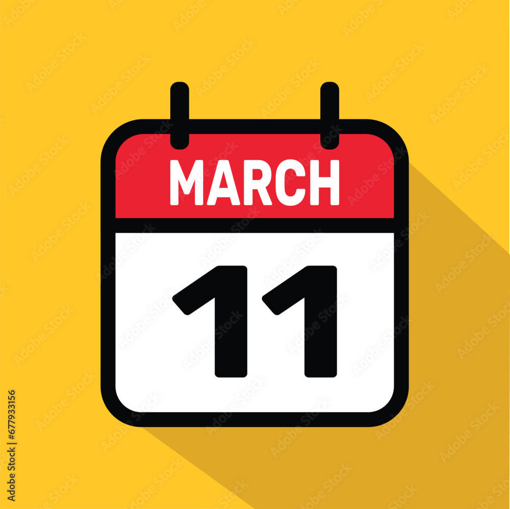 Vector Calendar March 11 illustration background design.