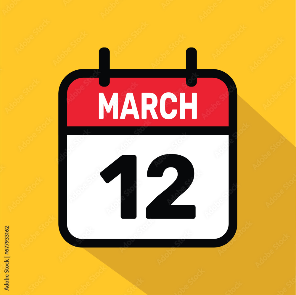 Fototapeta premium Vector Calendar March 12 illustration background design.
