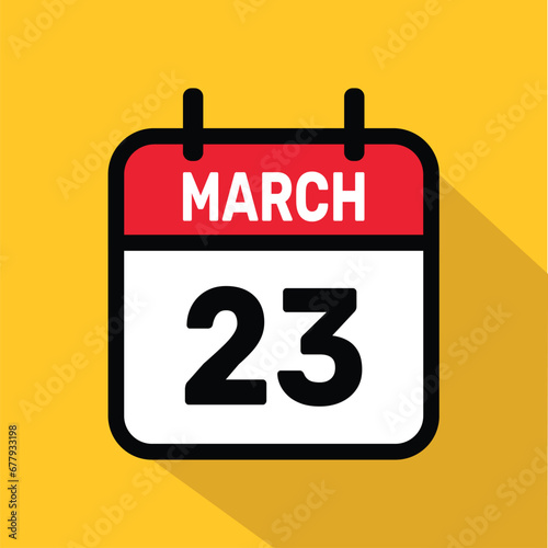Vector Calendar March 23 illustration background design.