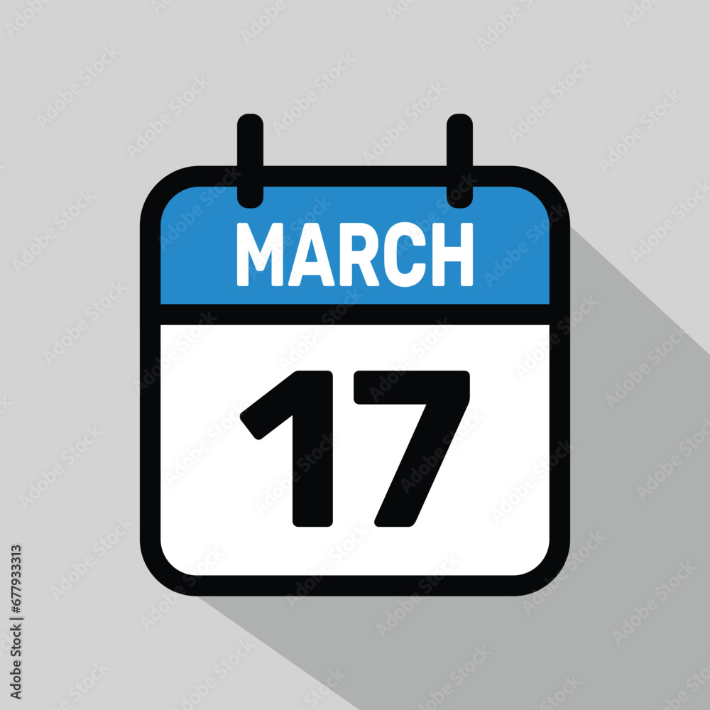 Vector Calendar March 17 illustration background design. Vector Calendar March 17 illustration background design.