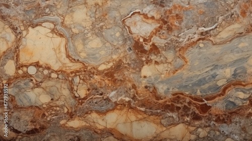 Beige Marble with Rusty Iron Horizontal Background. Abstract stone texture backdrop. Bright natural material Surface. AI Generated Photorealistic Illustration.