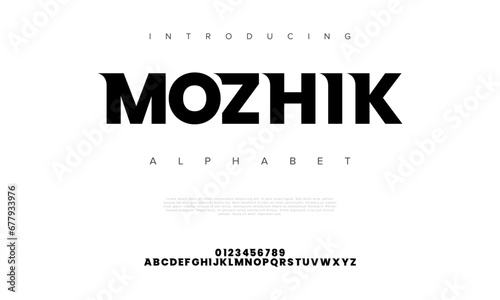 Mozhik creative modern urban alphabet font. Digital abstract moslem, futuristic, fashion, sport, minimal technology typography. Simple numeric vector illustration