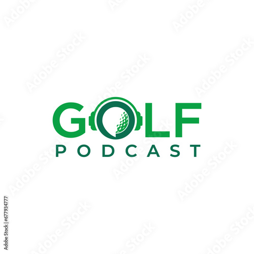 Golf Podcast logo design. Vector illustration the hole in golf with flag. modern logo design vector icon template