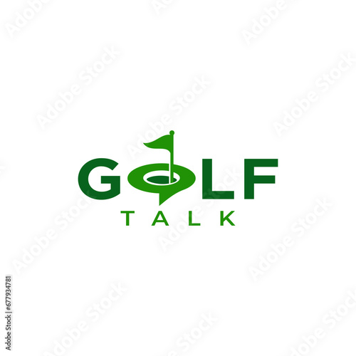 Golf Podcast logo design. Vector illustration the hole in golf with flag. modern logo design vector icon template