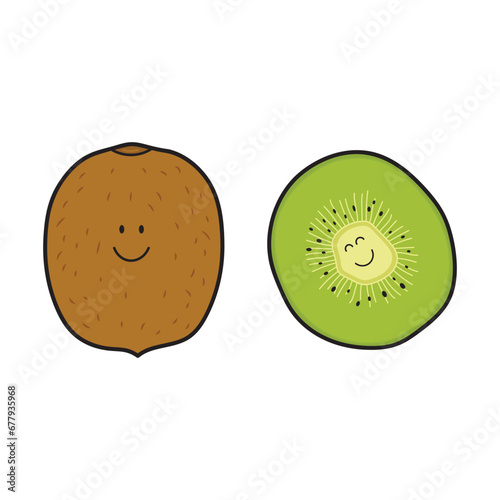 Vector illustration color children cute smiling fruit kiwi clipart