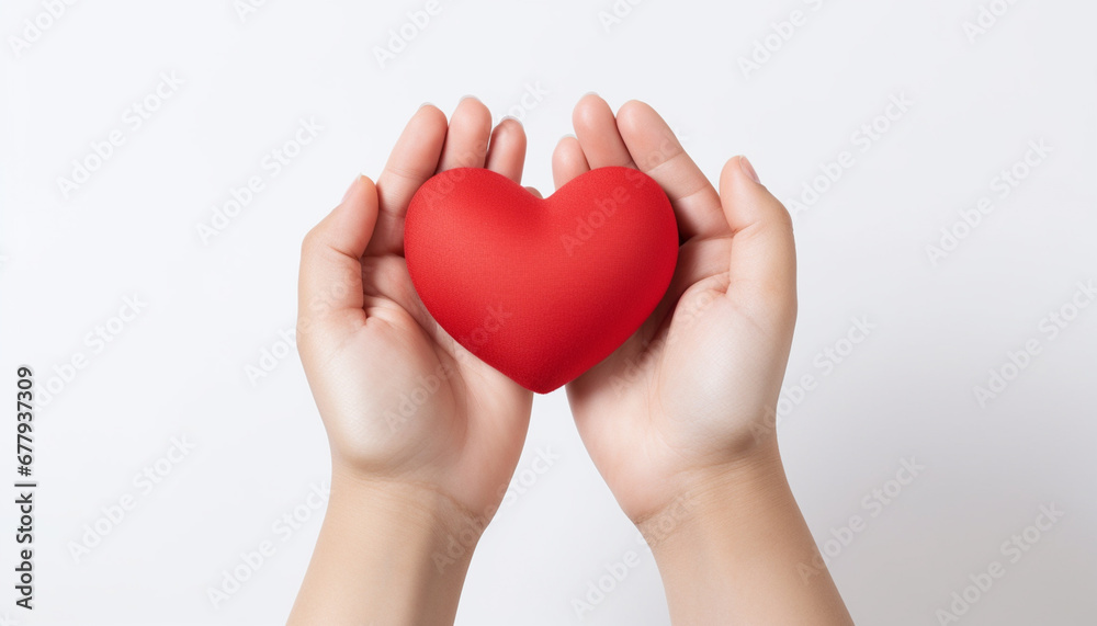 hands holding red heart isolated on white hands holding red heart isolated on white