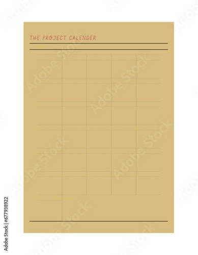 Project calendar planner. Vector illustration. 