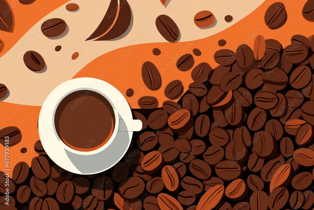 Obraz premium illustrations flat coffee mocca background. Generative AI.