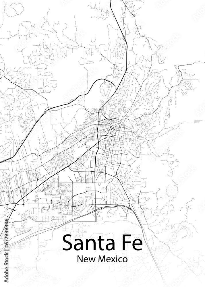 Santa Fe New Mexico minimalist map