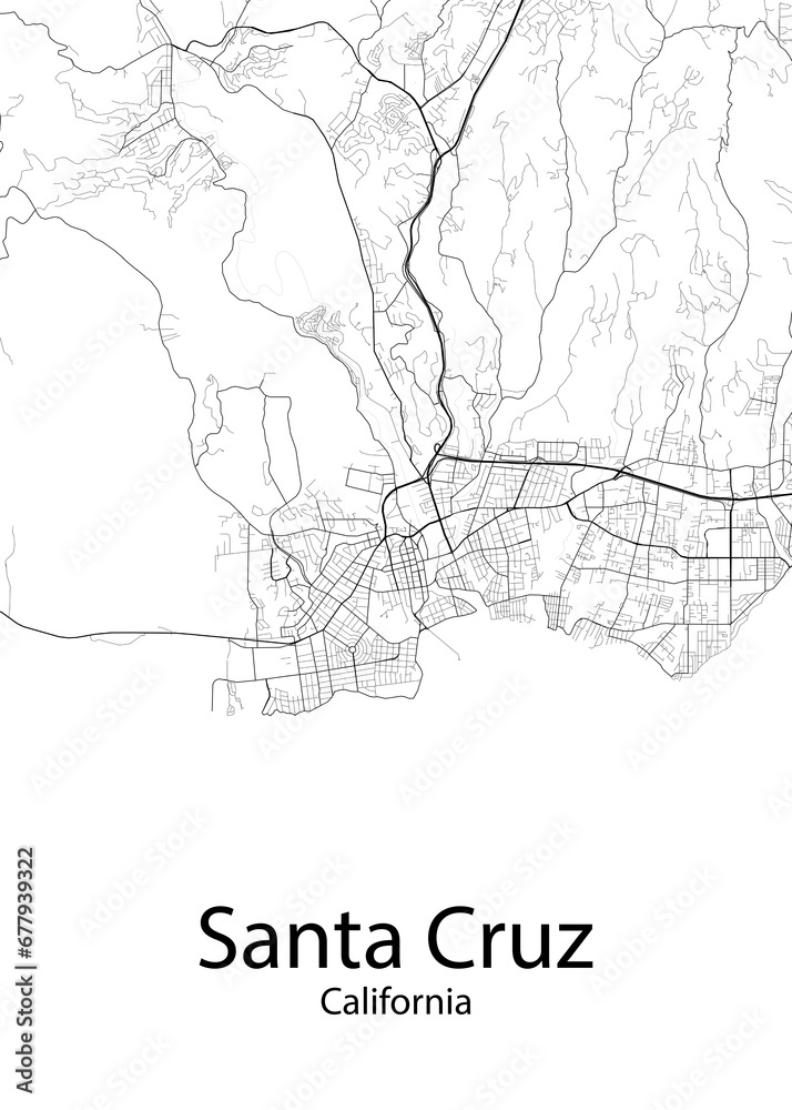 Santa Cruz California minimalist map