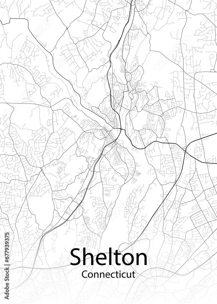 Shelton Connecticut minimalist map