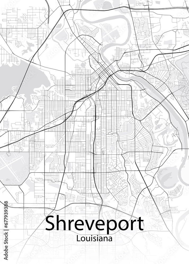 Shreveport Louisiana minimalist map