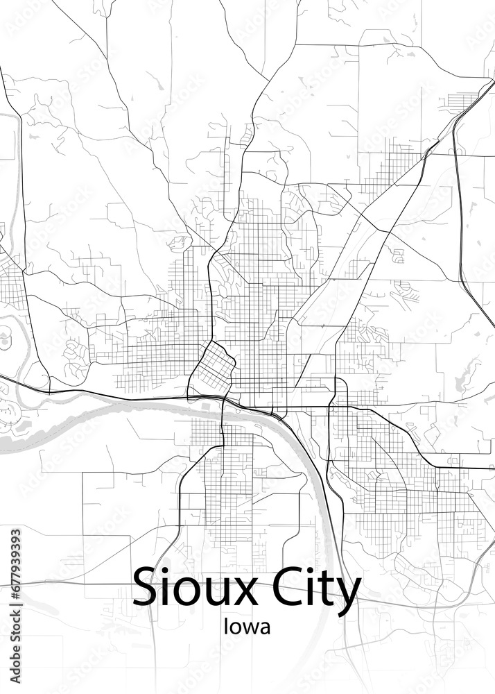 Sioux City Iowa minimalist map