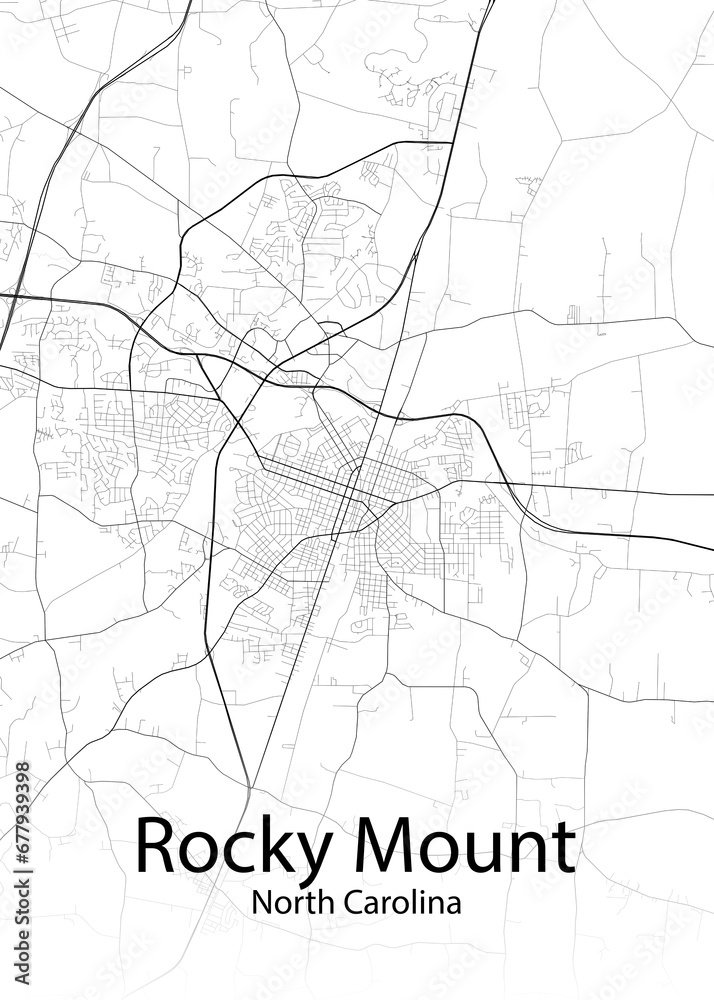 Rocky Mount North Carolina minimalist map