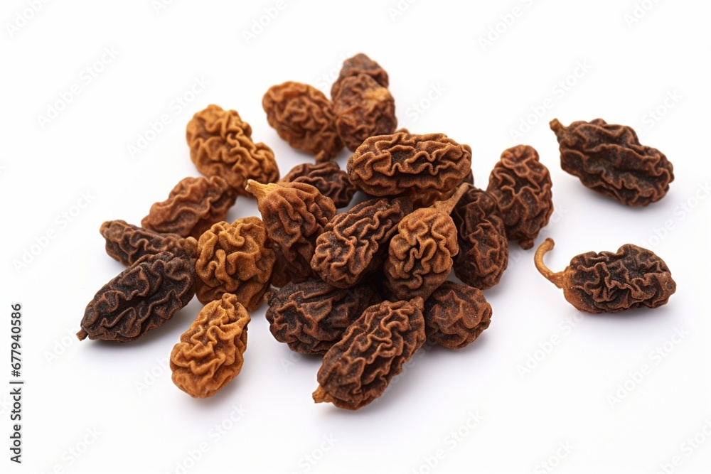 Dried Mulberries on isolated white background. Dried Mulberries on isolated white background.