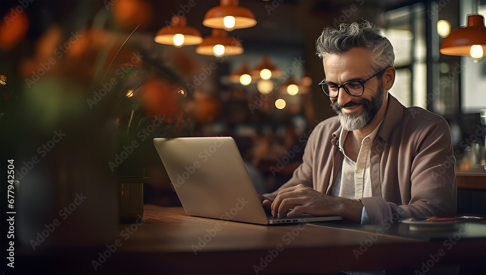 man working on laptop ai generative man working on laptop ai generative