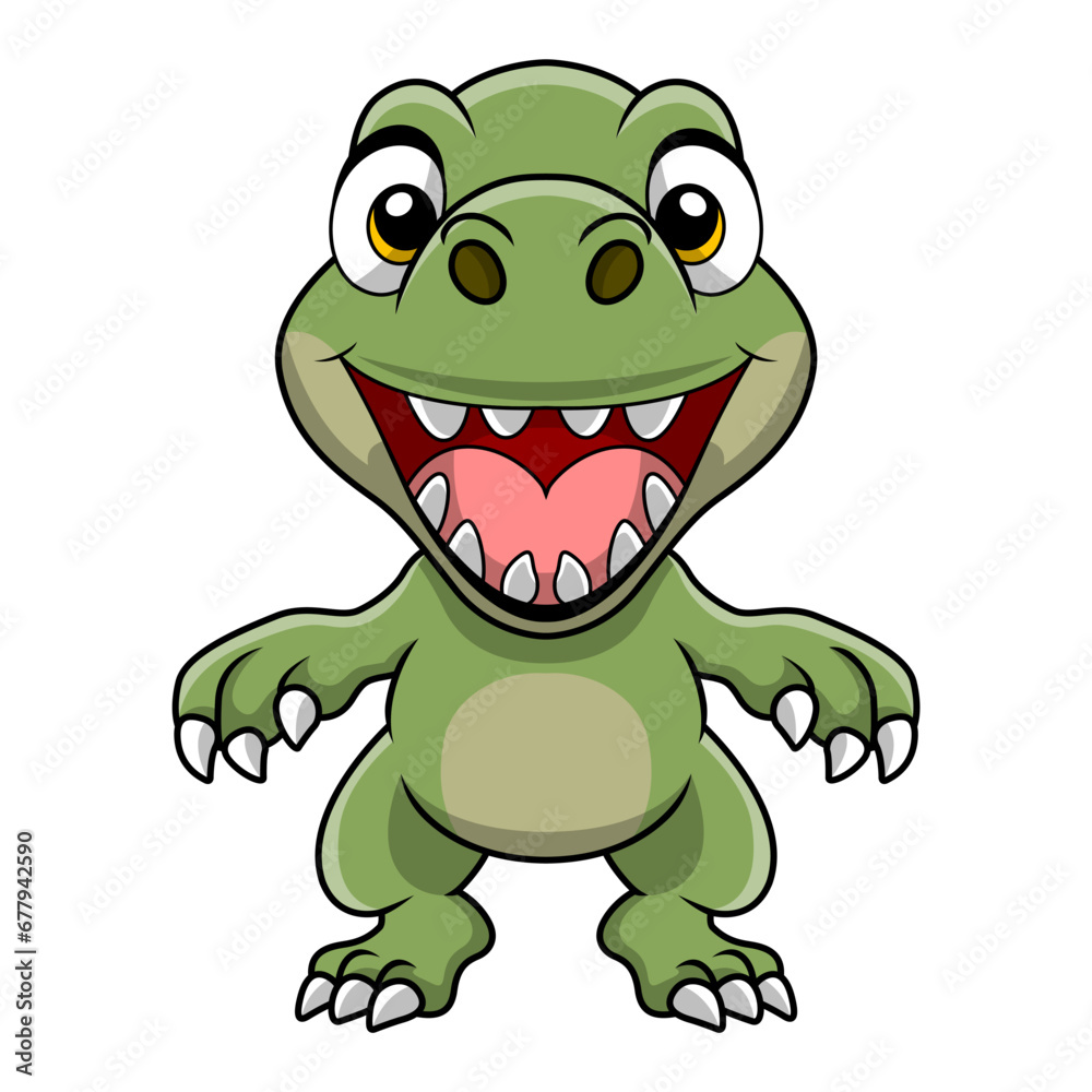 Obraz premium Cute dinosaur cartoon on white background