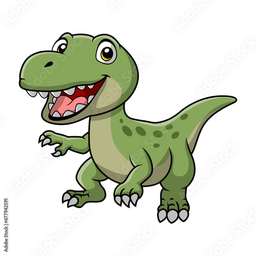 Cute dinosaur cartoon on white background
