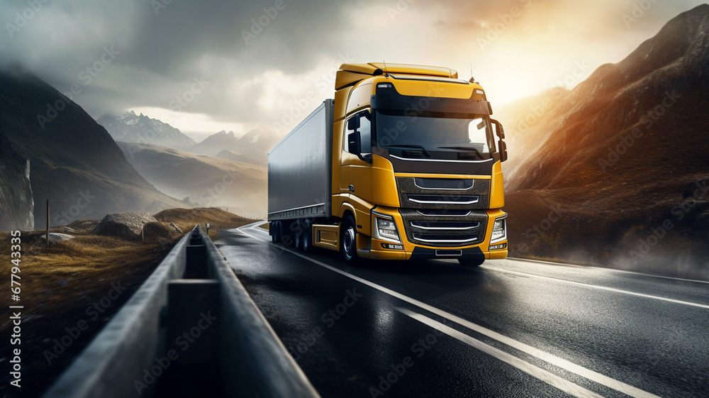 Truck on the highway at night with motion blur. 3d rendering
generativa IA - obrazy, fototapety, plakaty 