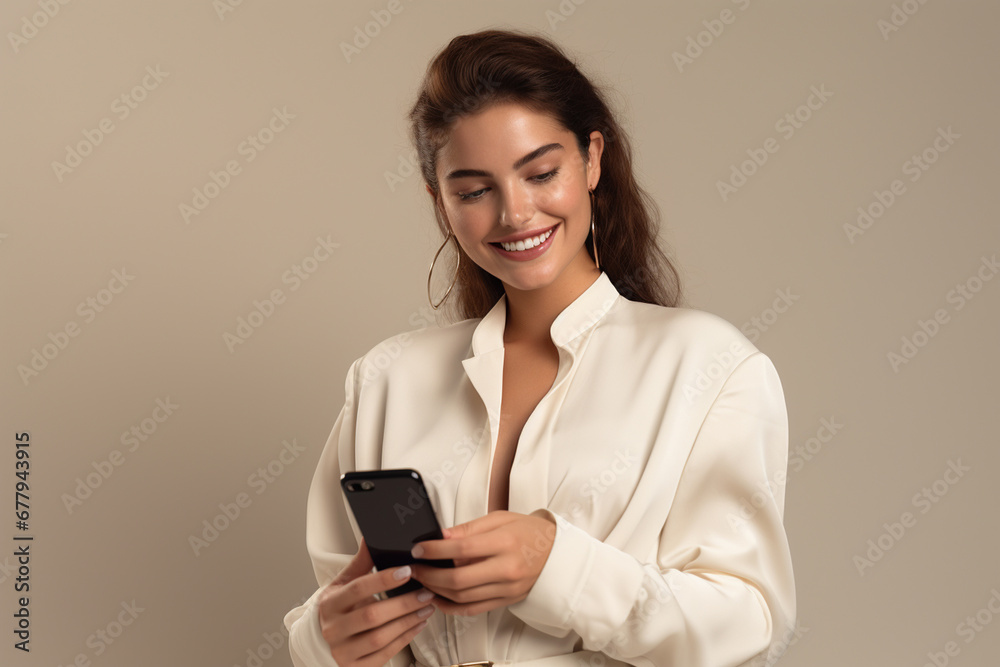 happy smiling woman using mobile phone happy smiling woman using mobile phone