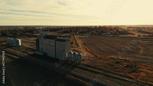 Aerial view of Mossbank grain elevator. Saskatchewan, Canada photo